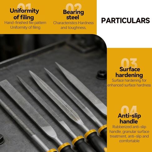 Metal File Set, 6 Piece Carbon Steel Hand Files with Dual Color Plastic Handles Needle File Rasp Set for Metal Plastic Surface Shaping in Saudi Arabia