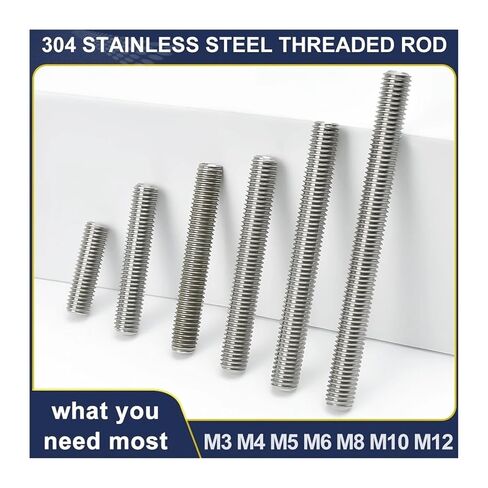 M3 M4 M5 M6 M8 M10 M12 304 الفولاذ المقاوم للصدأ كامل الخيوط قضيب الترباس length16mm-500mm متري بالكامل موضوع مقطوعة الرأس مسامير (170 مم (2 قطعة)، M3) in Kuwait