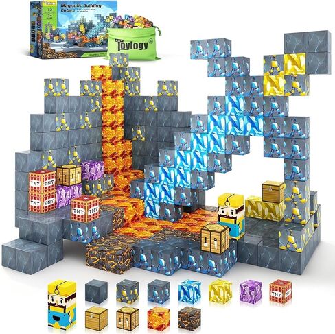 Magnetic Blocks-Build Mine Magnet World Sword Edition Mine Sword Caverns Magnet Classroom Must Haves Toddler Toys for Boys & Girls Age 3-4 4-5 6-8, Sensory Montessori Toys for Kids for 3+ in Kuwait
