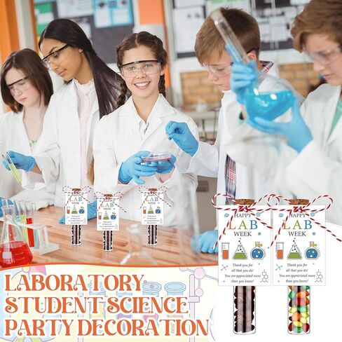36Set Lab Week Gifts Bulk 30ml Glass Test Tubes with Caps Set Science Party Favors Thank You Gifts Happy Lab Week Cards and Rope Thank You Laboratory Tech Pathologists Workers Office Staff Gifts in Kuwait