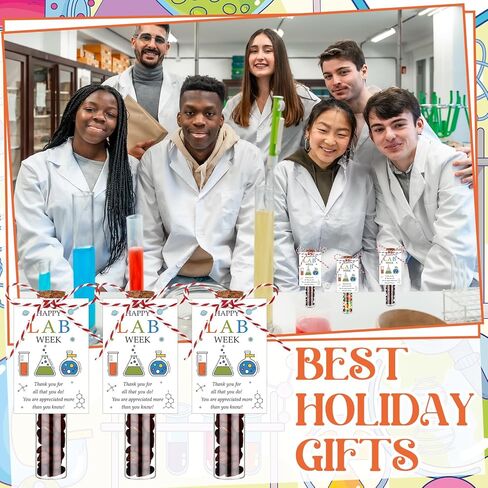 36Set Lab Week Gifts Bulk 30ml Glass Test Tubes with Caps Set Science Party Favors Thank You Gifts Happy Lab Week Cards and Rope Thank You Laboratory Tech Pathologists Workers Office Staff Gifts in Kuwait
