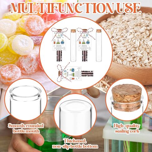 36Set Lab Week Gifts Bulk 30ml Glass Test Tubes with Caps Set Science Party Favors Thank You Gifts Happy Lab Week Cards and Rope Thank You Laboratory Tech Pathologists Workers Office Staff Gifts in Kuwait