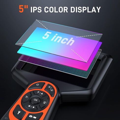 بوريسكوب 3.9 ملم، شاشة IPS 5 بوصات، كاميرا منظار 1080 بكسل مع ضوء، كاميرا فحص، ثعبان شبه صلب بطول 5 أقدام، منظار صناعي مقاوم للماء IP67 لأدوات ميكانيكي الطائرات بمحرك السيارات in Kuwait
