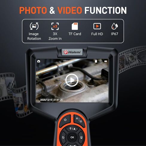 بوريسكوب 3.9 ملم، شاشة IPS 5 بوصات، كاميرا منظار 1080 بكسل مع ضوء، كاميرا فحص، ثعبان شبه صلب بطول 5 أقدام، منظار صناعي مقاوم للماء IP67 لأدوات ميكانيكي الطائرات بمحرك السيارات in Kuwait