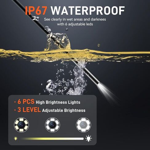 بوريسكوب 3.9 ملم، شاشة IPS 5 بوصات، كاميرا منظار 1080 بكسل مع ضوء، كاميرا فحص، ثعبان شبه صلب بطول 5 أقدام، منظار صناعي مقاوم للماء IP67 لأدوات ميكانيكي الطائرات بمحرك السيارات in Kuwait