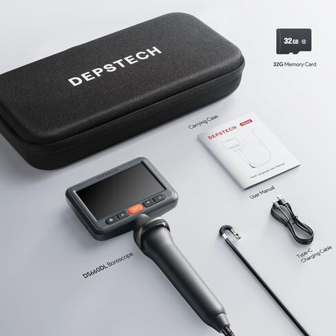 DEPSTECH Dual Lens Borescope Camera with Light, Two-Way Articulating Borescope, 5" IPS Dual View Endoscope with 0.33in Slim Probe, 1080P Waterproof Inspection Camera for Wall Auto Engine Inspect-5FT in Kuwait