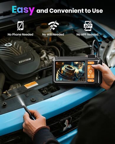 Endoscope Camera with Light,Borescope Cameras with 4.3" IPS 1920P HD Inspection Kamera IP67 Waterproof with 8 Adjustable LEDs 16.5 FT Semi-Rigid Cable Borescopes for Sewer Drain Pipe Cool Gadgets in Kuwait