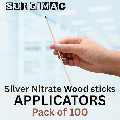 SurgiMac Silver Nitrate Wooden Caustic Sticks Applicator | 100 Applicators in Kuwait