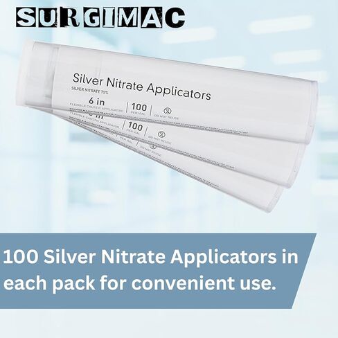 SurgiMac Silver Nitrate Wooden Caustic Sticks Applicator | 100 Applicators in Kuwait
