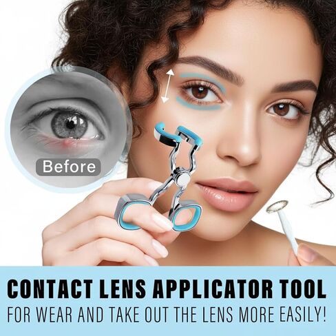 Contact Lens Applicator Tool, Eye Opener with Soft-Tip Sucker and Tweezer for Easy Insertion & Removal, Includes Portable Travel Case in Kuwait