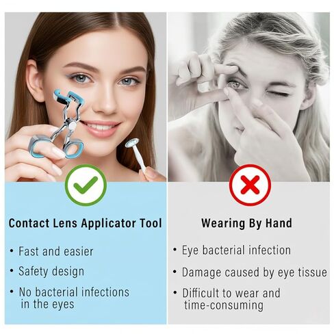 Contact Lens Applicator Tool, Eye Opener with Soft-Tip Sucker and Tweezer for Easy Insertion & Removal, Includes Portable Travel Case in Kuwait