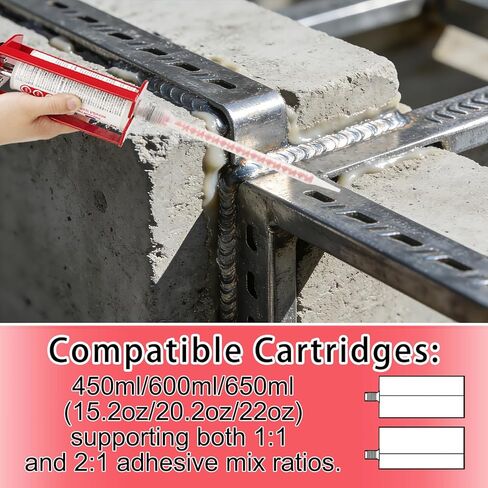 Dual Component Caulking Gun 450 ml / 600 ml / 650 ml, 1:1 & 2:1 Ratio Manual Adhesive Applicator for 2-Part Epoxy, Dual Component Glue, Panel Bonding, Structural Repairs, Fillers, and Plastic Repair in Kuwait