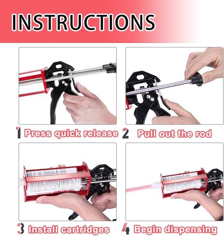 Dual Component Caulking Gun 450 ml / 600 ml / 650 ml, 1:1 & 2:1 Ratio Manual Adhesive Applicator for 2-Part Epoxy, Dual Component Glue, Panel Bonding, Structural Repairs, Fillers, and Plastic Repair in Kuwait