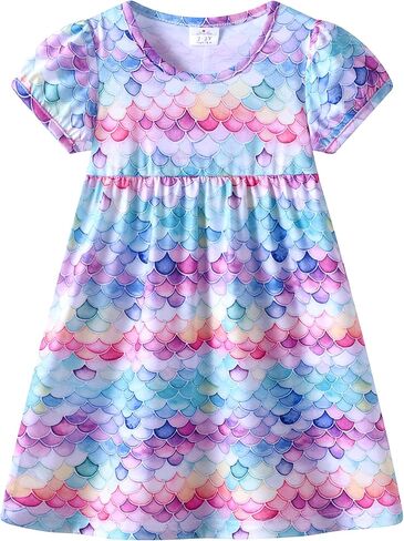 VIKITA 2020 Toddler Girls Summer Dresses Short Sleeve Outfit 3-8 Years in Kuwait