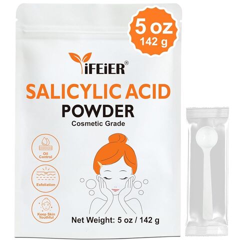 مسحوق حمض الساليسيليك النقي | حمض الساليسيليك بدرجة مستحضرات التجميل 5 أونصة (142 جم) | المكونات الأصلية لمقشر BHA DIY للعناية بالبشرة والجسم والشعر والاستخدام الصناعي in Kuwait