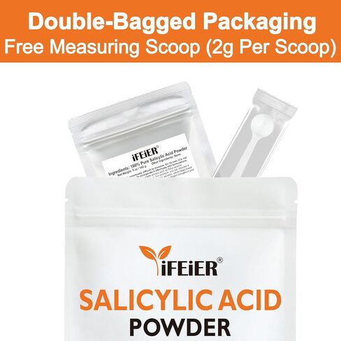 مسحوق حمض الساليسيليك النقي | حمض الساليسيليك بدرجة مستحضرات التجميل 5 أونصة (142 جم) | المكونات الأصلية لمقشر BHA DIY للعناية بالبشرة والجسم والشعر والاستخدام الصناعي in Kuwait