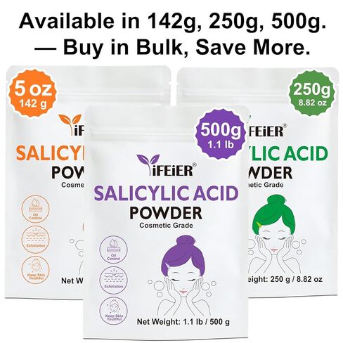 مسحوق حمض الساليسيليك النقي | حمض الساليسيليك بدرجة مستحضرات التجميل 5 أونصة (142 جم) | المكونات الأصلية لمقشر BHA DIY للعناية بالبشرة والجسم والشعر والاستخدام الصناعي in Kuwait
