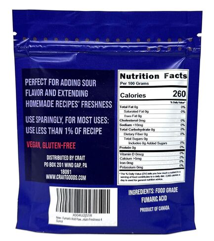 مسحوق حامض من حمض الفوماريك للحلوى الحامضة، والمضافات الغذائية النباتية والتحكم في درجة الحموضة 4 أونصة in Kuwait
