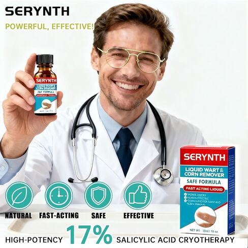 Salicylic Acid Wart Remover Liquid Freeze Off Formula Maximum Strength - 17% - Quickly & Painlessly Removes Plantar Warts, Corn Warts & Most Body Warts - Safe, Effective, Scar-Free Solution in Saudi Arabia