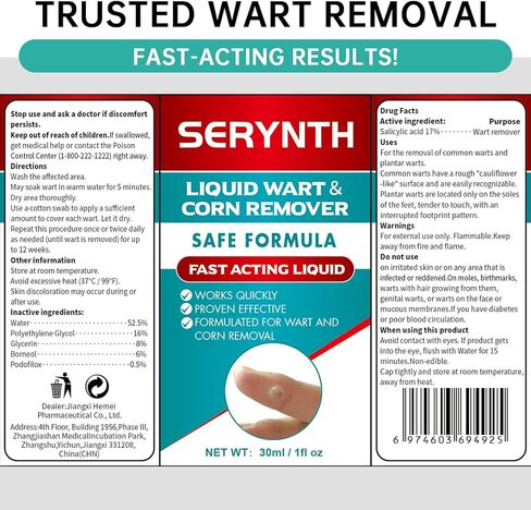 Salicylic Acid Wart Remover Liquid Freeze Off Formula Maximum Strength - 17% - Quickly & Painlessly Removes Plantar Warts, Corn Warts & Most Body Warts - Safe, Effective, Scar-Free Solution in Saudi Arabia