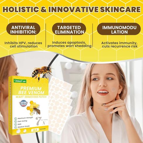 رقعات مزيلة لثآليل سم النحل ذات القوة القصوى - سريعة المفعول وغير مؤلمة وقابلة للحمل | مثالي للبشرة الحساسة والمستخدمين الذين يعانون من الألم ولجميع ألوان البشرة | 144 عدد in Kuwait