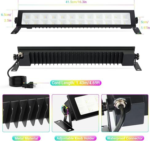شريط إضاءة LED للغسيل في المسرح 2 حزمة: مصابيح غسيل RGBCW 16 بوصة 48 وات - التطبيق والتحكم عن بعد - مقاومة للماء IP66 - التوقيت ومزامنة الموسيقى - إضاءة للأحداث الخارجية والداخلية وحفلات غسيل الحائط والمناظر الطبيعية للحديقة in Kuwait