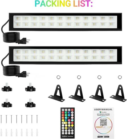 شريط إضاءة LED للغسيل في المسرح 2 حزمة: مصابيح غسيل RGBCW 16 بوصة 48 وات - التطبيق والتحكم عن بعد - مقاومة للماء IP66 - التوقيت ومزامنة الموسيقى - إضاءة للأحداث الخارجية والداخلية وحفلات غسيل الحائط والمناظر الطبيعية للحديقة in Kuwait