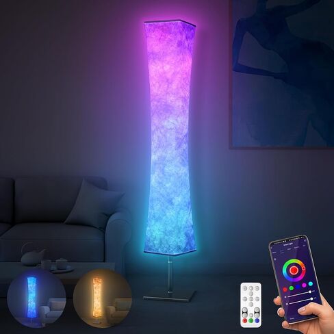 مصباح أرضية Torchlet ، مصباح أرضي RGB مع 16 مليون ألوان DIY وأوضاع المشهد ، مزامنة الموسيقى وظل النسيج الأبيض ، مصباح الأرضية الذكية مع التحكم/عن بعد ، مصباح يقف للمعيشة/غرفة نوم in Saudi Arabia