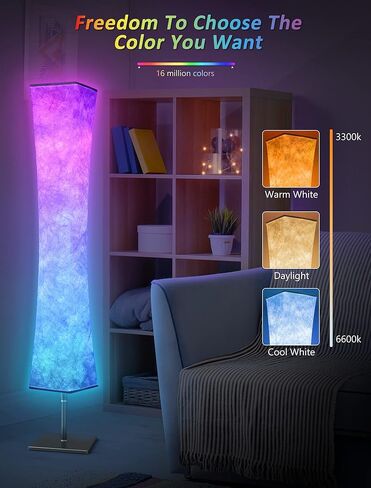 مصباح أرضية Torchlet ، مصباح أرضي RGB مع 16 مليون ألوان DIY وأوضاع المشهد ، مزامنة الموسيقى وظل النسيج الأبيض ، مصباح الأرضية الذكية مع التحكم/عن بعد ، مصباح يقف للمعيشة/غرفة نوم in Saudi Arabia