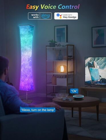 مصباح أرضية Torchlet ، مصباح أرضي RGB مع 16 مليون ألوان DIY وأوضاع المشهد ، مزامنة الموسيقى وظل النسيج الأبيض ، مصباح الأرضية الذكية مع التحكم/عن بعد ، مصباح يقف للمعيشة/غرفة نوم in Saudi Arabia