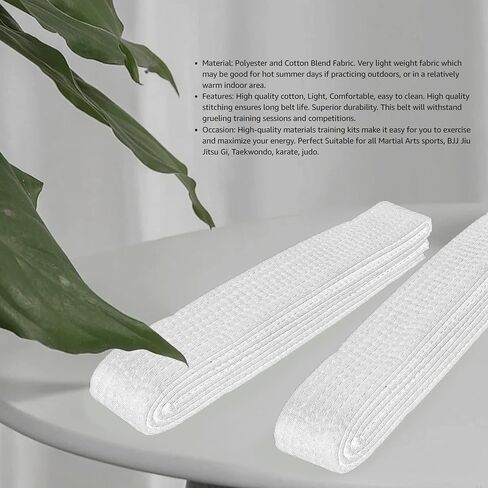 حزام ناعم طويل بطول 8.6 قدم للفنون القتالية والكاراتيه والتايكوندو والجودو (أبيض) in Kuwait