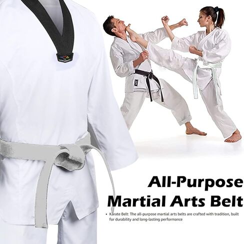 حزام ناعم طويل بطول 8.6 قدم للفنون القتالية والكاراتيه والتايكوندو والجودو (أبيض) in Kuwait