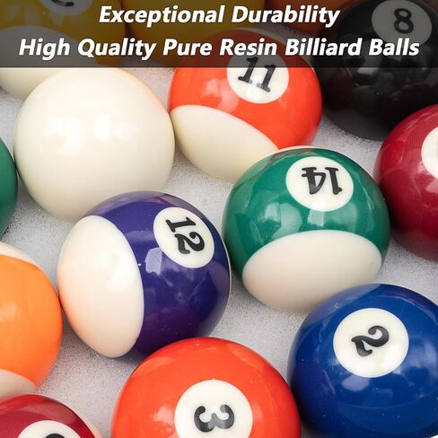 Billiard Pool Balls with Triangle Ball Rack, Cue Chalks, Table Spot Stickers & Tip Replacements - Pool Table Accessories in Kuwait