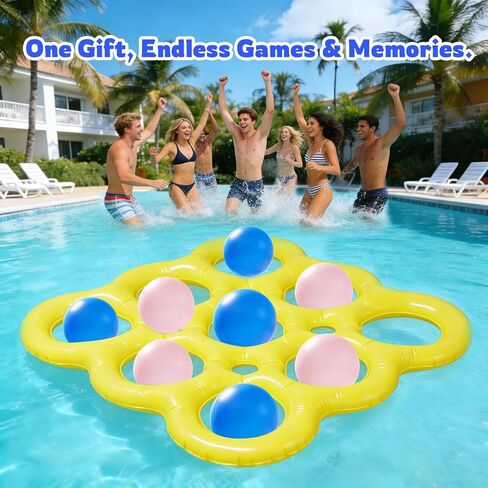 مجموعة ألعاب ألعاب البلياردو تيك تاك تو وألعاب حمام السباحة - ألعاب ساحة خارجية قابلة للنفخ للأطفال والبالغين والعائلة، مع 10 كرات للبالغين والمراهقين والأطفال من 2 إلى 10 لاعبين in Kuwait
