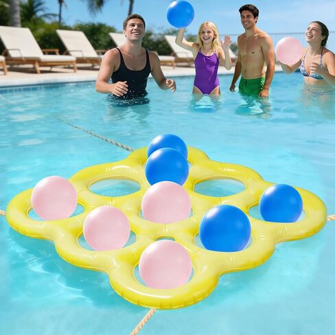 مجموعة ألعاب ألعاب البلياردو تيك تاك تو وألعاب حمام السباحة - ألعاب ساحة خارجية قابلة للنفخ للأطفال والبالغين والعائلة، مع 10 كرات للبالغين والمراهقين والأطفال من 2 إلى 10 لاعبين in Kuwait