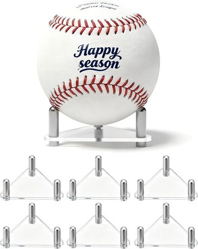 مجموعة حوامل بيسبول من Happyseason مكونة من 6 قطع للعرض، حامل كرة أكريليك شفاف لكرات البيسبول الموقعة، والكرات اللينة، وكرات التنس والبلياردو، ورف بسيط مع قضبان من الفولاذ المقاوم للصدأ (سهلة التجميع) in Kuwait