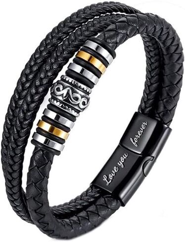 To My Man Bracelet Personalized Infinity Bracelets from Wife I Love You Forever and Always Bracelet for Husband Boyfriend Mens Braided Leather Bracelets Valentine Christmas Gifts in Kuwait