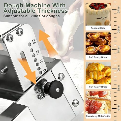 Dough Sheeter Machine,Foldable Manual Dough Roller Machine with Adjustable Thickness 0-25mm,Stainless Steel Portable Pastry Roller for Commercial Home Bakery, Puff Pastry & Pizza Dough (40.5"x22.8") in Saudi Arabia