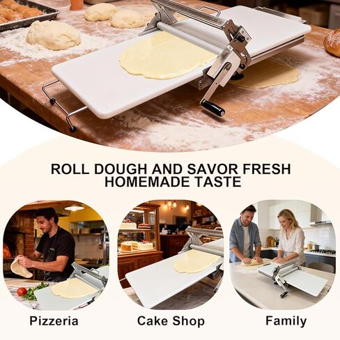 Dough Sheeter Machine,Foldable Manual Dough Roller Machine with Adjustable Thickness 0-25mm,Stainless Steel Portable Pastry Roller for Commercial Home Bakery, Puff Pastry & Pizza Dough (40.5"x22.8") in Saudi Arabia