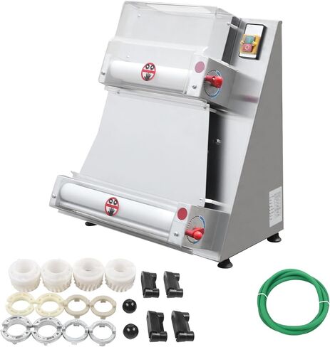 Commercial Pizza Dough Roller Sheeter 110V 370W 4-16inch Automatic Electric Pizza Dough Sheeter Machine Pastry Press, 0.7-5.4mm Adjustable Thickness for Bakeries, Pizza Shops, Restaurants in Saudi Arabia