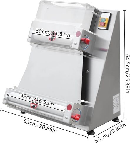 Commercial Pizza Dough Roller Sheeter 110V 370W 4-16inch Automatic Electric Pizza Dough Sheeter Machine Pastry Press, 0.7-5.4mm Adjustable Thickness for Bakeries, Pizza Shops, Restaurants in Saudi Arabia