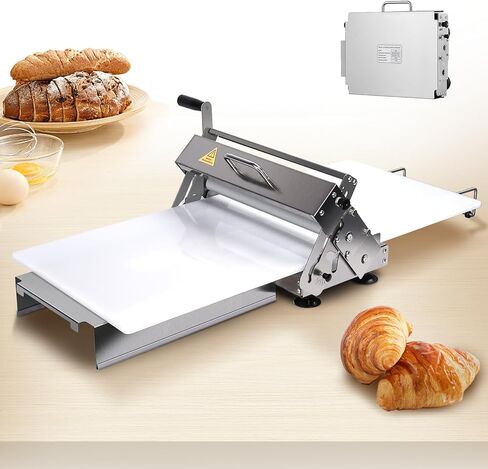 رقاقة عجين جديدة مطورة قابلة للطي مقاس 15.5 بوصة، أسطوانة عجين يدوية قابلة للتعديل بسمك، ماكينة من الفولاذ المقاوم للصدأ، معجنات الخبز والخبز، للمخابز المنزلية والتجارية in Kuwait