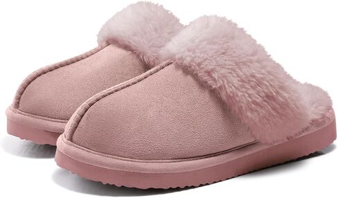 Fuzzy Memory Foam Slippers for Women Indoor Outdoor House Shoes | Fluffy Plush Lining, Non-slip Hard Sole, Faux Suede, Cozy and Warm, Cushioned, Slip On, Winter, Style, Machine Washable in Saudi Arabia