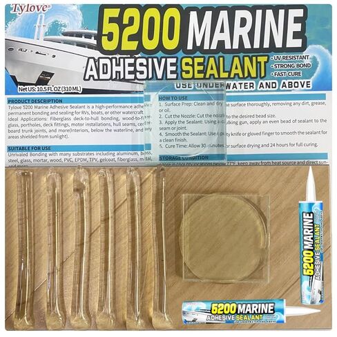 [شفاف كريستالي] 5200 مانع التسرب البحري الشفاف - لاصق مقاوم للماء مقاوم للأشعة فوق البنفسجية للقوارب والنوافذ والزجاج والتطبيقات البحرية صديق للبيئة، رائحة منخفضة (أنبوب 10.5 أونصة) in Kuwait