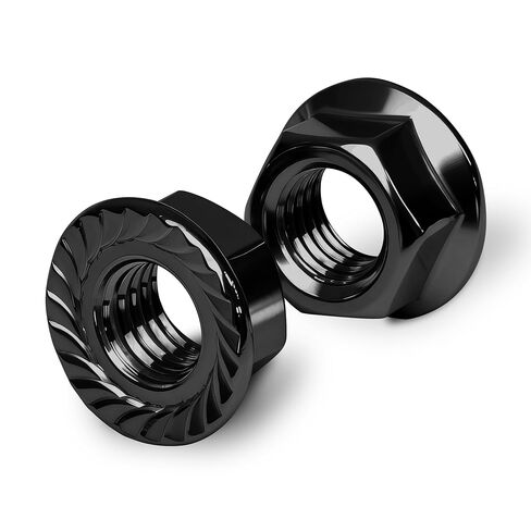 M6 Serrated Flange Nuts, 50Pcs M6-1.0 Grade 10.9 Carbon Steel Hex Lock Hardware Nuts Black Oxided for Industrial & Home Use in Kuwait