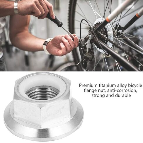 M14x1.25mm Flange Nuts, Titanium Alloy Hex Lock Nuts, Sliver Thread Hardware Nut, Sprocket Flange Lock Nut with Nylon Lining for Fastening Bicycle, Motorcycle, 1Pcs in Saudi Arabia