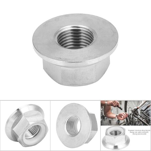 M14x1.25mm Flange Nuts, Titanium Alloy Hex Lock Nuts, Sliver Thread Hardware Nut, Sprocket Flange Lock Nut with Nylon Lining for Fastening Bicycle, Motorcycle, 1Pcs in Saudi Arabia
