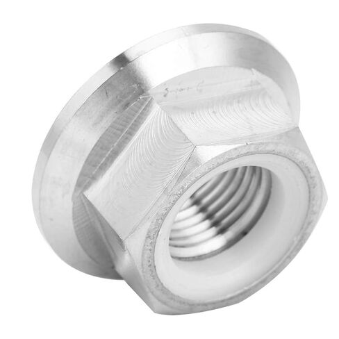 M14x1.25mm Flange Nuts, Titanium Alloy Hex Lock Nuts, Sliver Thread Hardware Nut, Sprocket Flange Lock Nut with Nylon Lining for Fastening Bicycle, Motorcycle, 1Pcs in Saudi Arabia
