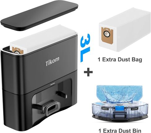 قاعدة Tikom ذاتية التفريغ فقط للمكنسة الكهربائية الروبوتية 6000Pa L8000 Pro، حقيبة 3 لتر تحمل ما يصل إلى 90 يومًا من الغبار (SD40) in Kuwait