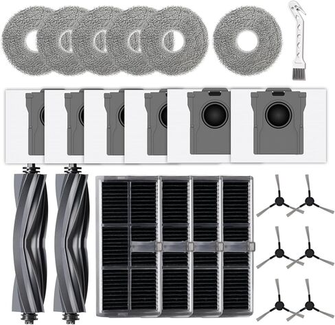 24 قطعة قطع غيار لـ Dreame L10s Ultra Gen 2/L10s Pro Ultra Heat/X30 Ultra/L40s Ultra AE/L40s Ultra CE/لمكنسة E30 Ultra Robot. 2 فرشاة رئيسية، 4 مرشحات، 6 منصات ممسحة، 6 أكياس غبار، 6 فرشاة جانبية in Kuwait